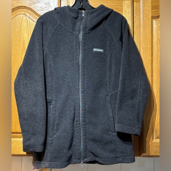 Columbia Women's Dark Gray Long Hooded Fleece Sweater Jacket Medium EUC - Picture 2 of 7